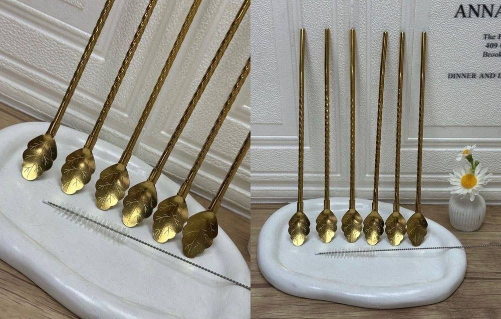 نی شربت طلایی قاشق دار